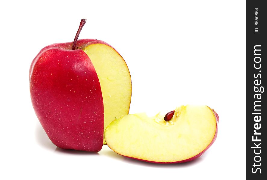 Ripe red apple isolated on white background