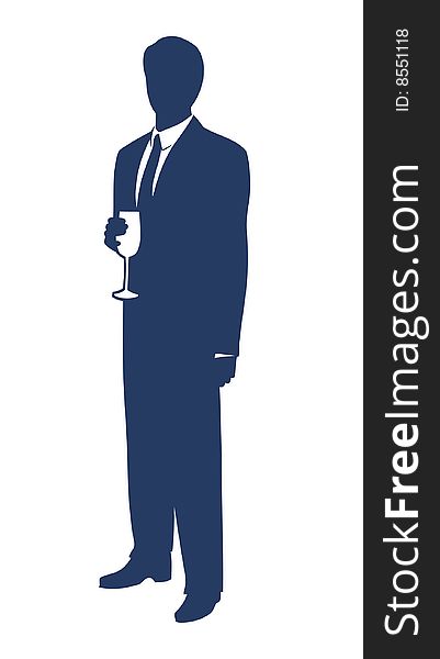 Illustrated silhouette of a businessman holding a glass. Illustrated silhouette of a businessman holding a glass
