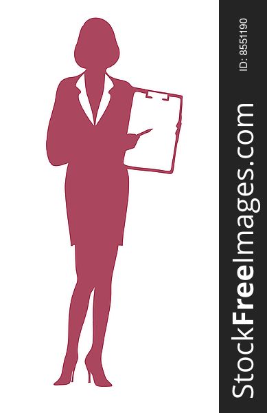 Silhouette of female businesswoman on white background. Silhouette of female businesswoman on white background