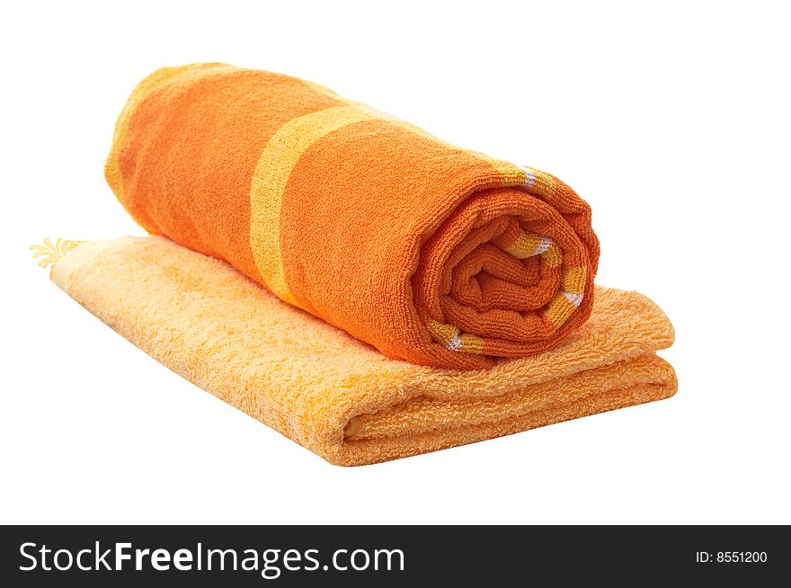 Two towels isolated on a white  background. Two towels isolated on a white  background.