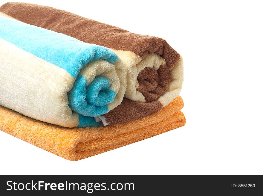 Three finest towels isolated on a white background. Three finest towels isolated on a white background.