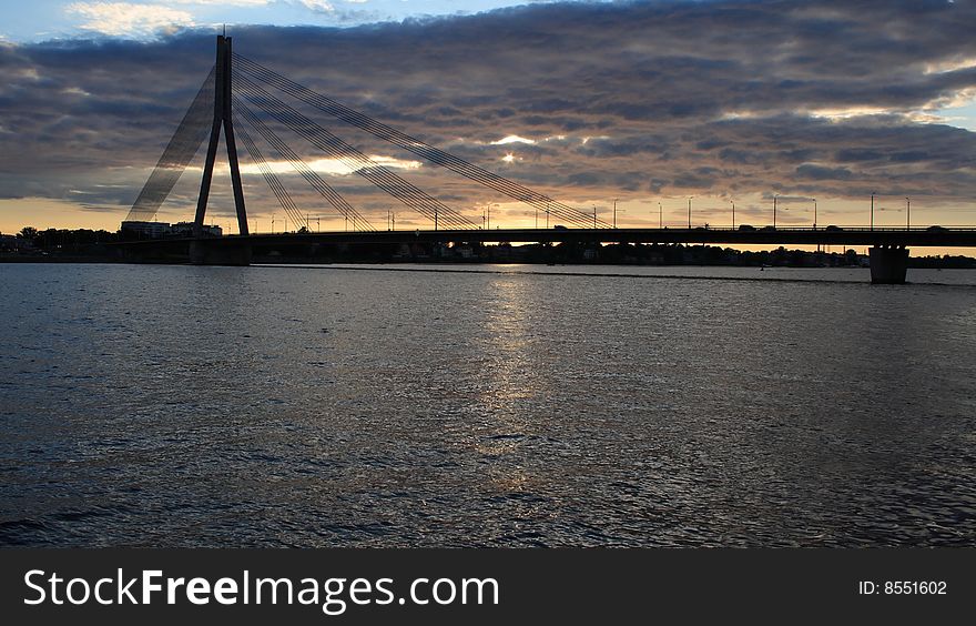 Bridge upon the river Daugava in Riga, Latvia. Bridge upon the river Daugava in Riga, Latvia