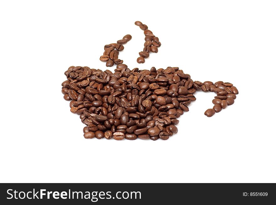 Handiwork of cup coffee isolated on a white background. Handiwork of cup coffee isolated on a white background.