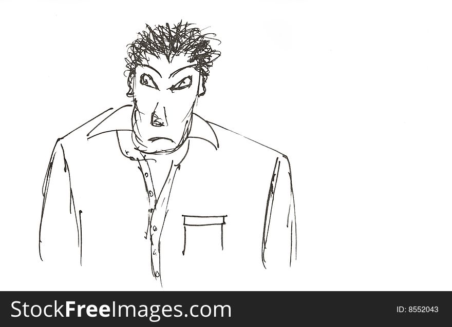 Sketch of an angry businessman. Sketch of an angry businessman
