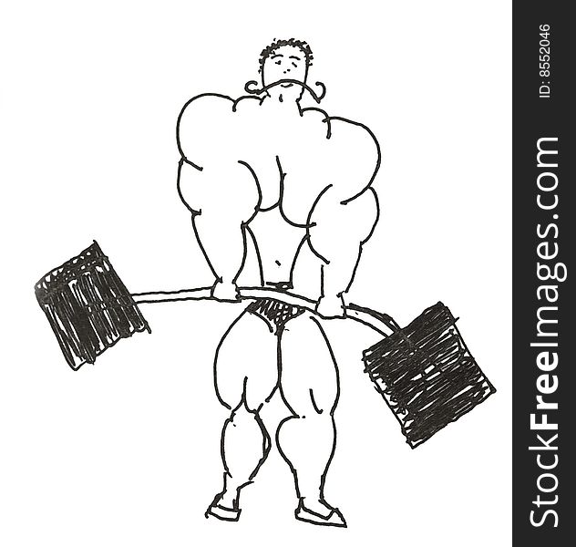 Doodle of a body builder isolated on white. Doodle of a body builder isolated on white
