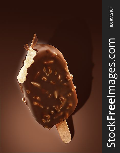 Digital photocomposing with clipping path of delicious ice cream. Digital photocomposing with clipping path of delicious ice cream