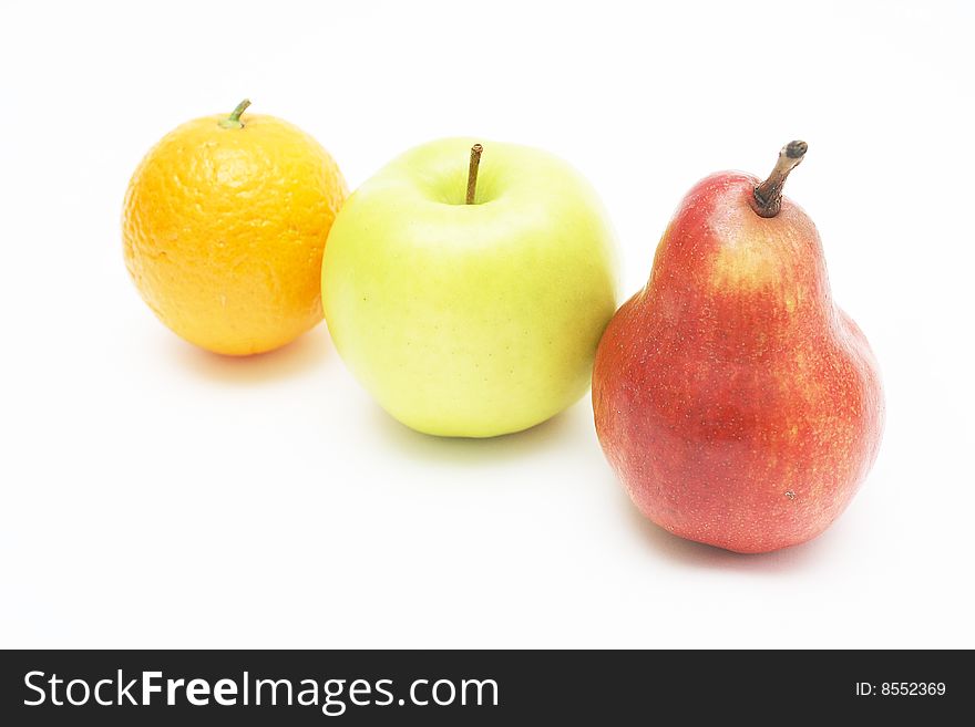 Fresh fruit isolated on white