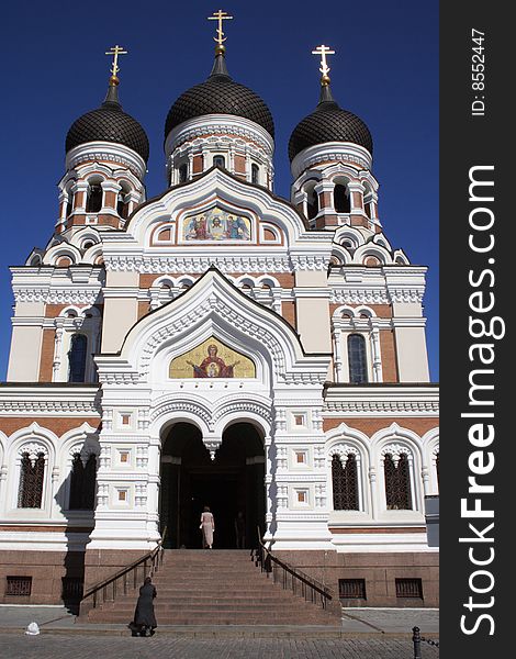 Facade and stairway of the Orthodox church in the Upper City of Tallinn, Estonia. Facade and stairway of the Orthodox church in the Upper City of Tallinn, Estonia