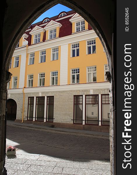 View on the street in Upper City of Tallinn, Estonia