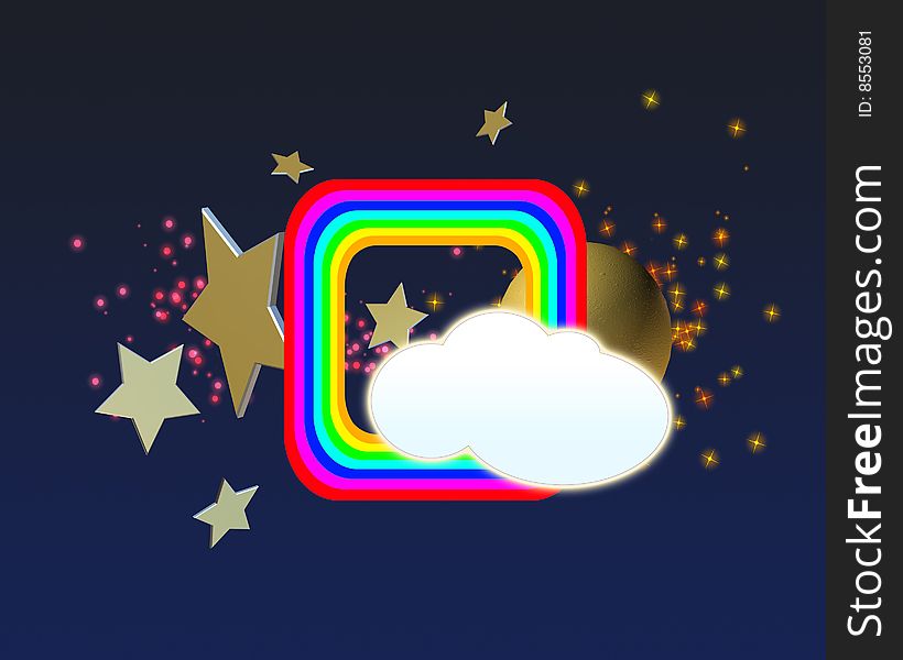 Image of night with stars and rainbow. Image of night with stars and rainbow