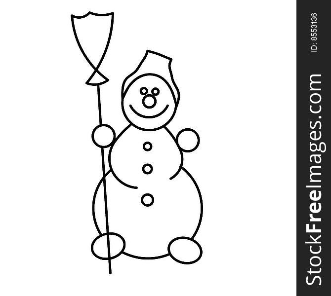 Vector Illustration of snowman in white background.