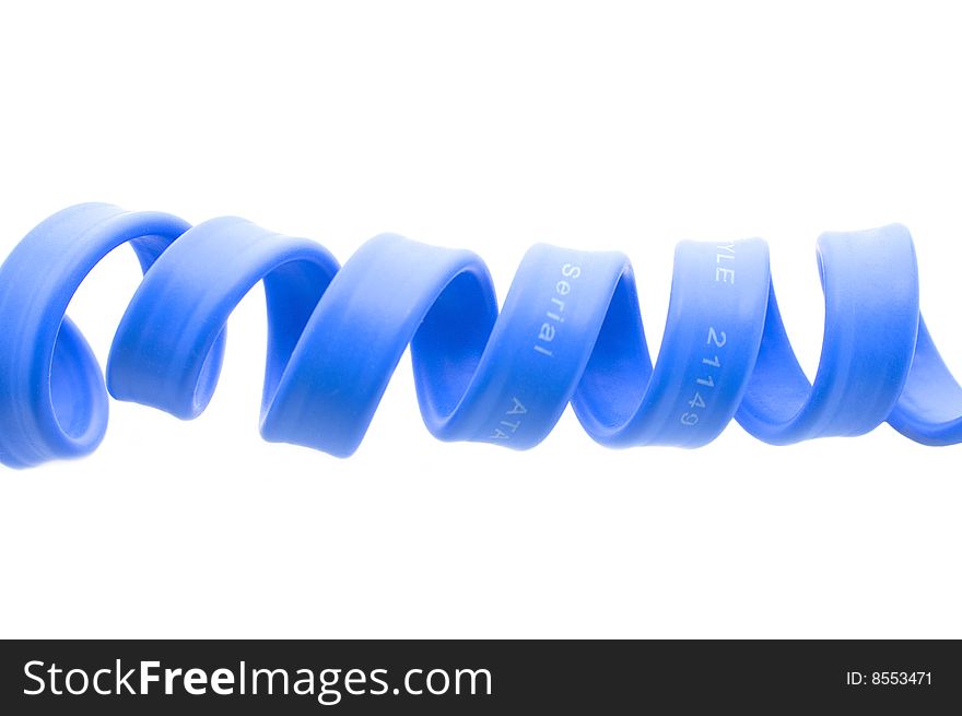 Serial ata computer blue cord isolated on white