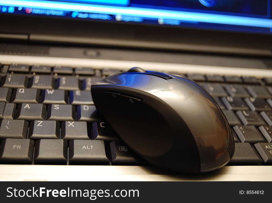 Mouse  on a laptop keyboard