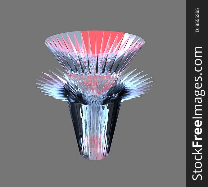The Glass vase on gray background. 3D image