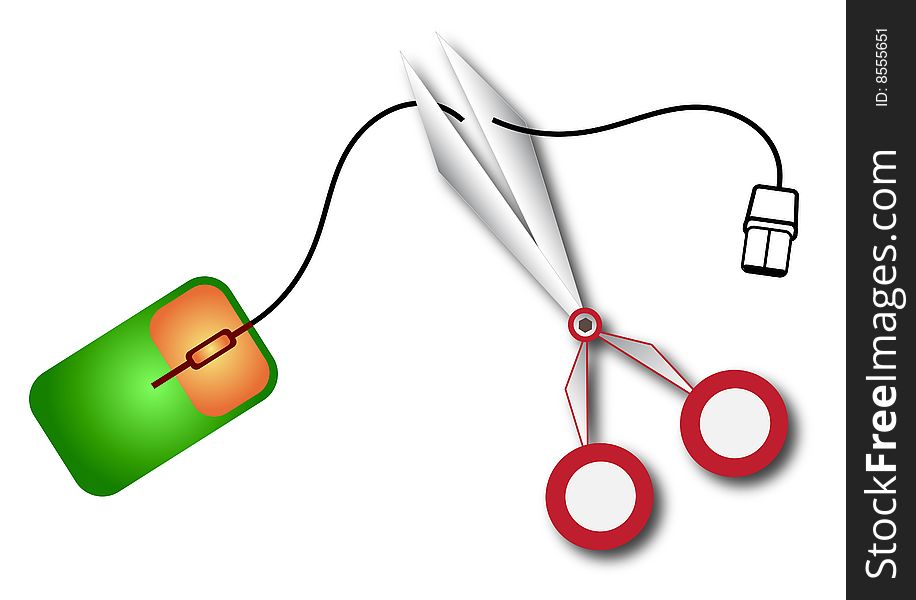 Repair mouse and scissors designed by illustration. Repair mouse and scissors designed by illustration