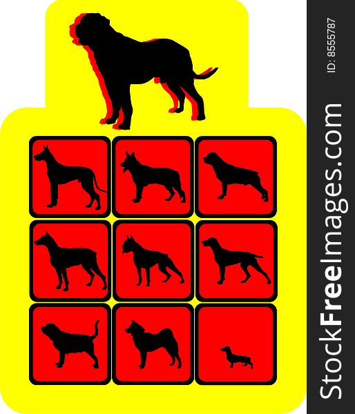 Set Silhouette Dogs