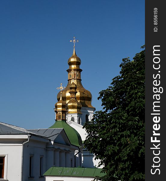 Golden domes of Kiev Pechersk Lavra Monastery in Kiev, Ukraine. Golden domes of Kiev Pechersk Lavra Monastery in Kiev, Ukraine