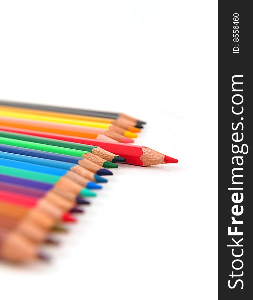 A lot of colorful pencil - on white background