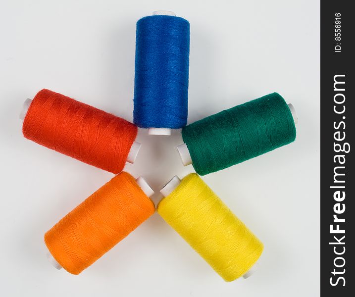 Five Colored Sewing Spools