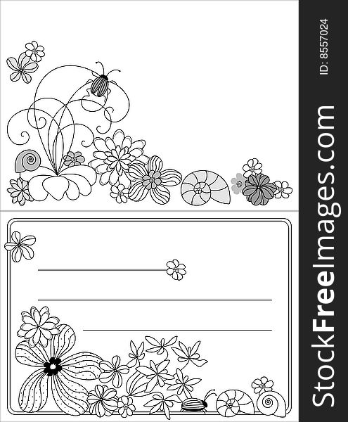 Design with flowers drawing and beetles