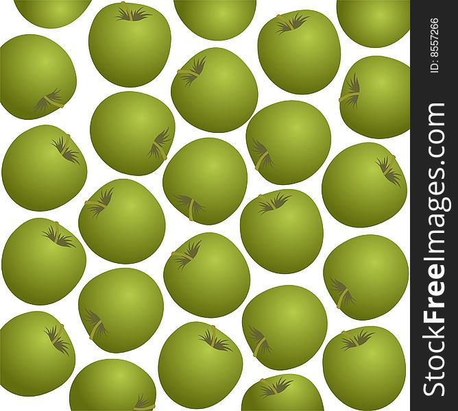 Cartoon green apples pattern on a white background. Cartoon green apples pattern on a white background.