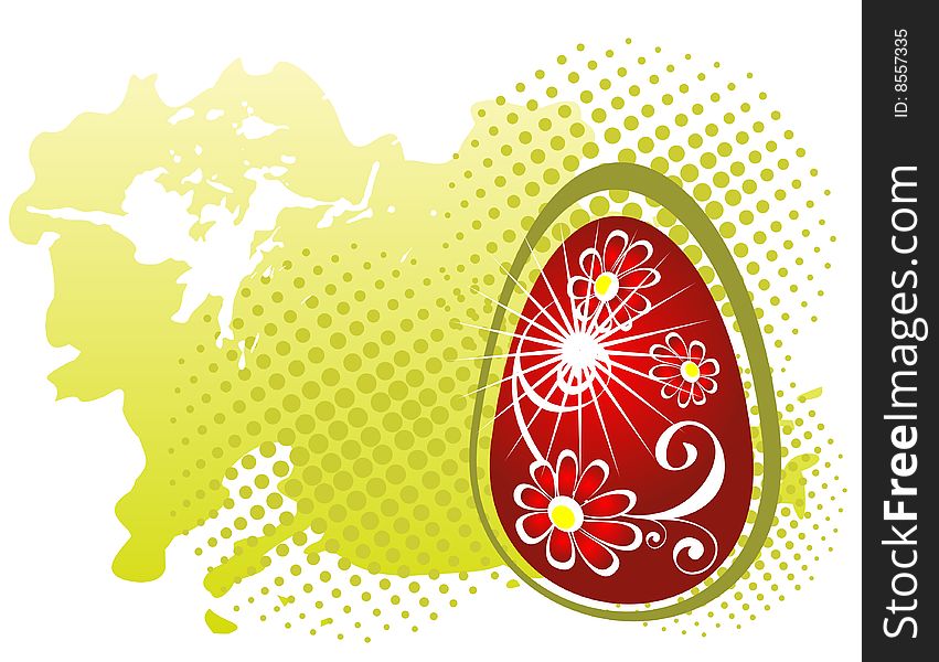 Easter egg with floral pattern on a green grunge background. Easter egg with floral pattern on a green grunge background.