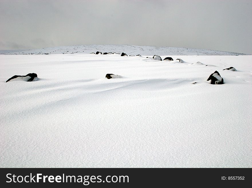 Granite rocks in the snow. Granite rocks in the snow