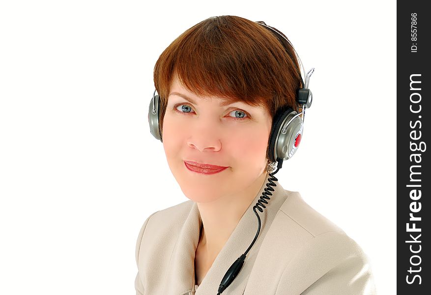 Portrait of woman with headphones. Portrait of woman with headphones