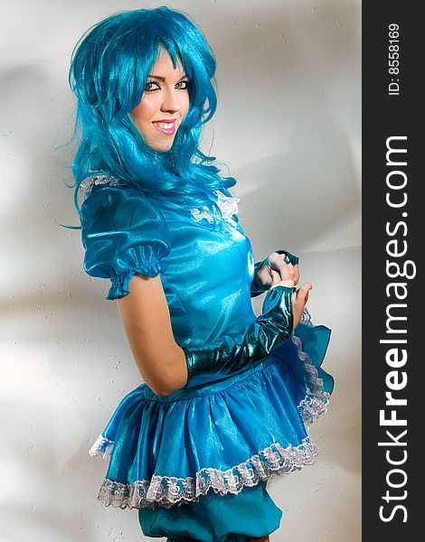 Blue dress and wig