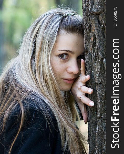 Portrait of beautiful blond girl outdoor
