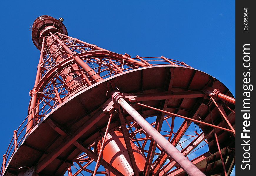 Metalic red lighthouse - Amazonia - Salinopolis - Brazil. Metalic red lighthouse - Amazonia - Salinopolis - Brazil