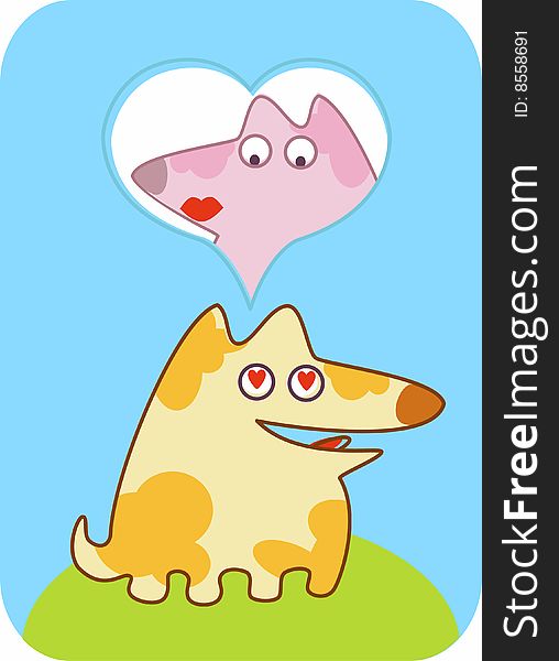 Dogs Love (vector Postcard)