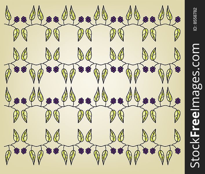 Floral Style Pattern of a Berries and Leaves