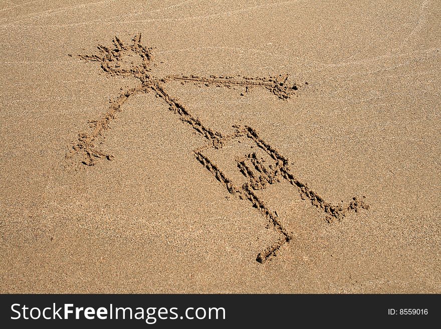 Image of one man on the sand. Image of one man on the sand
