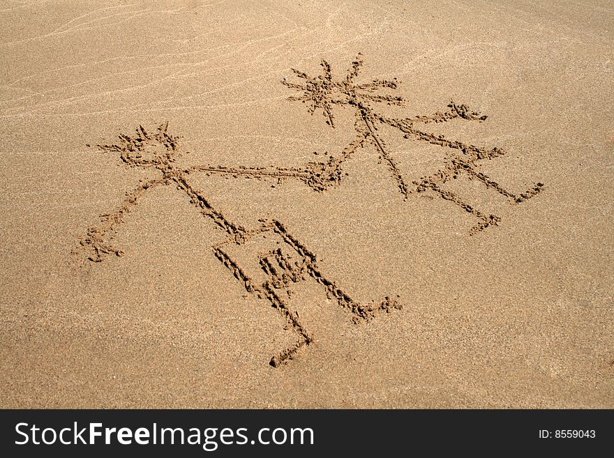 Image of two peaple on the sand. Image of two peaple on the sand