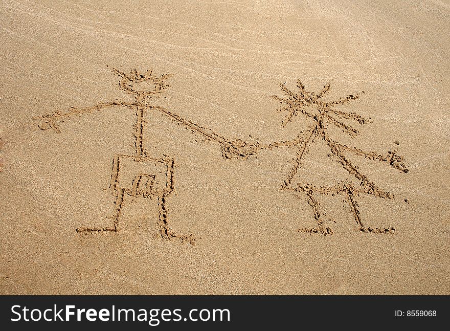 Image of two peaple on the sand. Image of two peaple on the sand