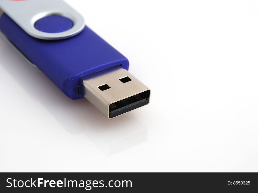 Close-up to a purple USB Flash Drive