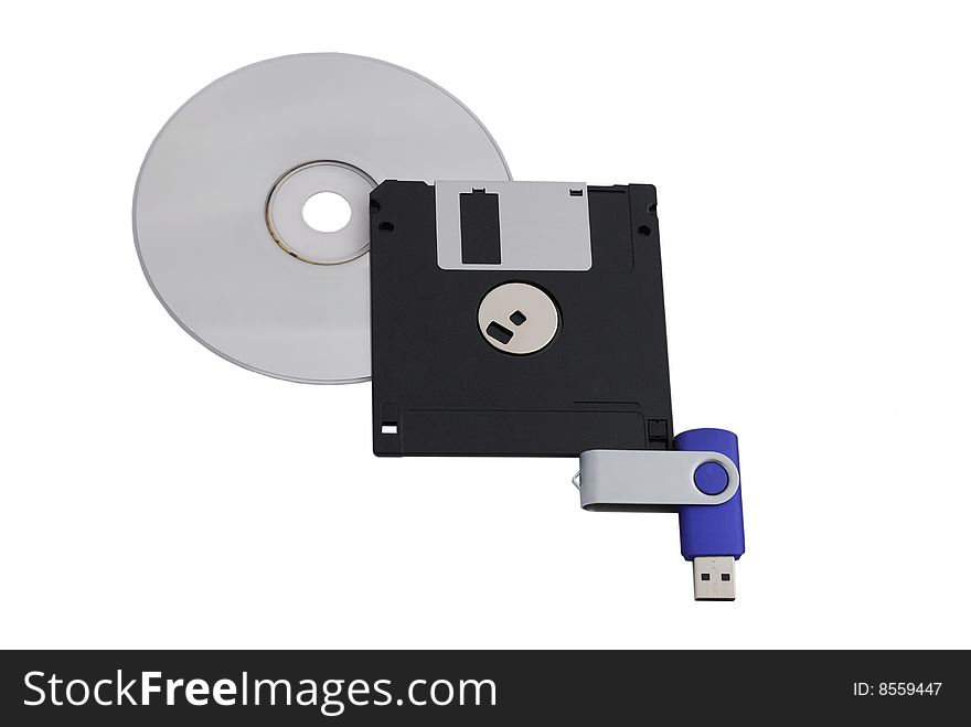 Floppy Disk, USB Flash Drive, and CD. Floppy Disk, USB Flash Drive, and CD