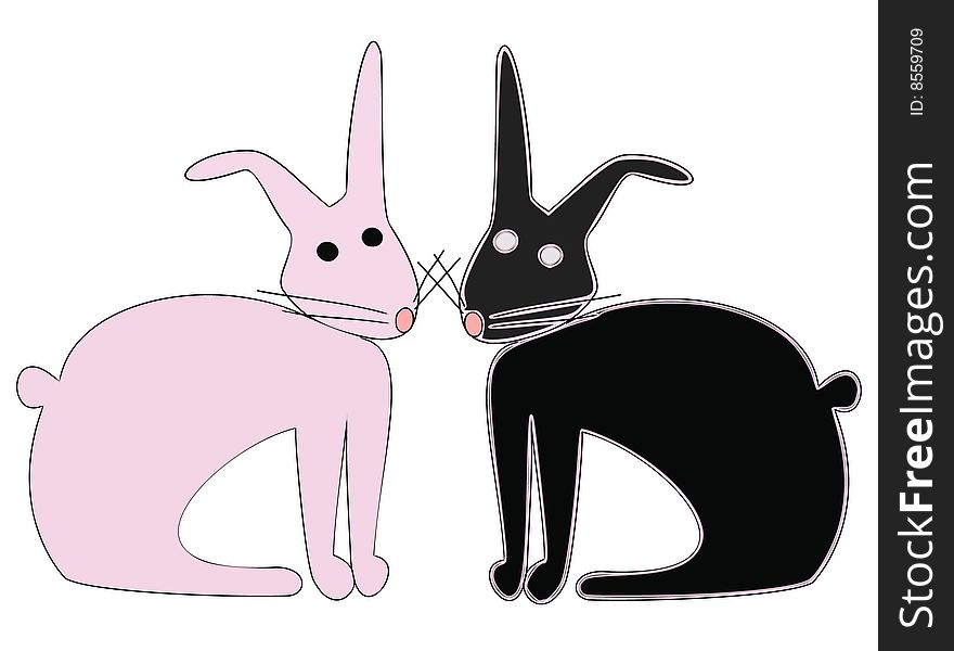 fantasy drawing depicting two rabbits