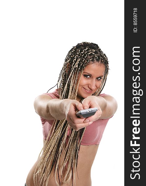 The nice girl with an ethnic dreadlocks hairdress. The nice girl with an ethnic dreadlocks hairdress