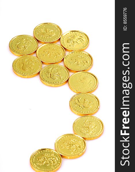 Gold coins isolated on white.