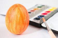 Easter Egg With Brush And Palette Royalty Free Stock Photos