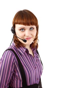 Beautiful Representative Girl With Headset Stock Photos Beautiful Representative Girl With Headset Stock Photos