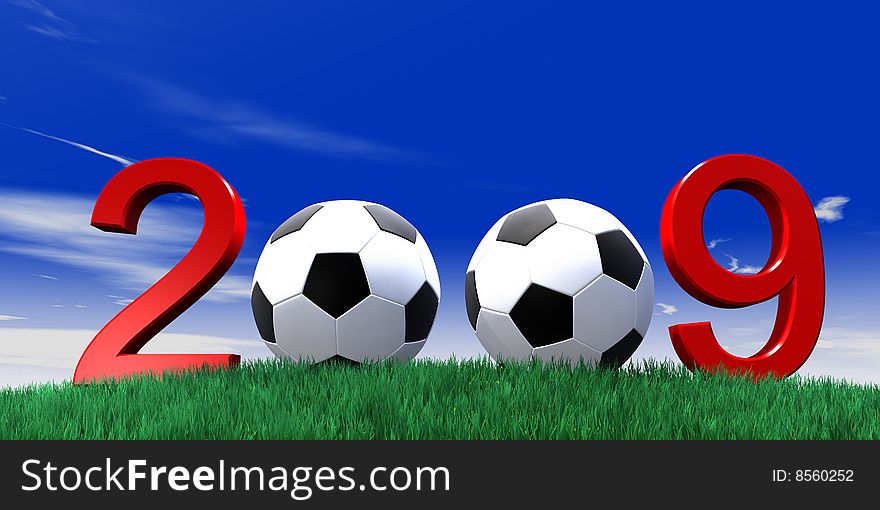 Black and white soccer ball on a sky background