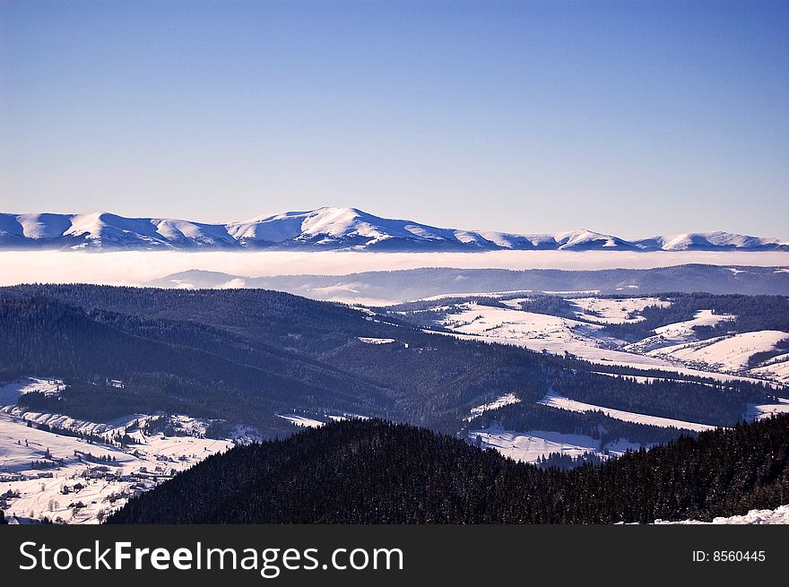 Winter Carpathian mountains on a sunny day. Winter Carpathian mountains on a sunny day