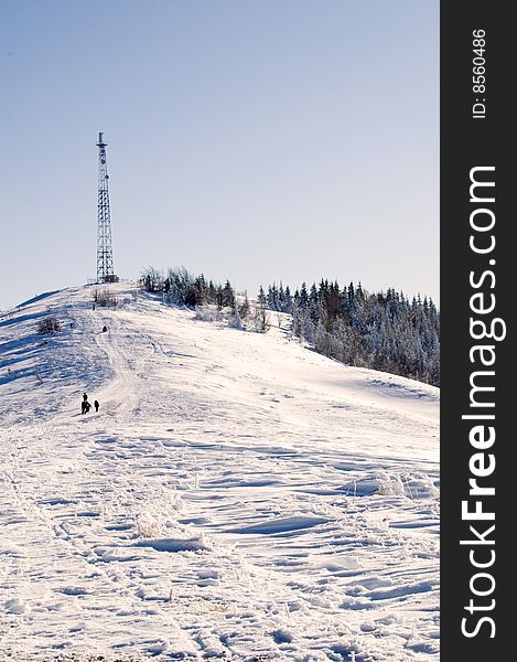 Winter walk to a watch tower