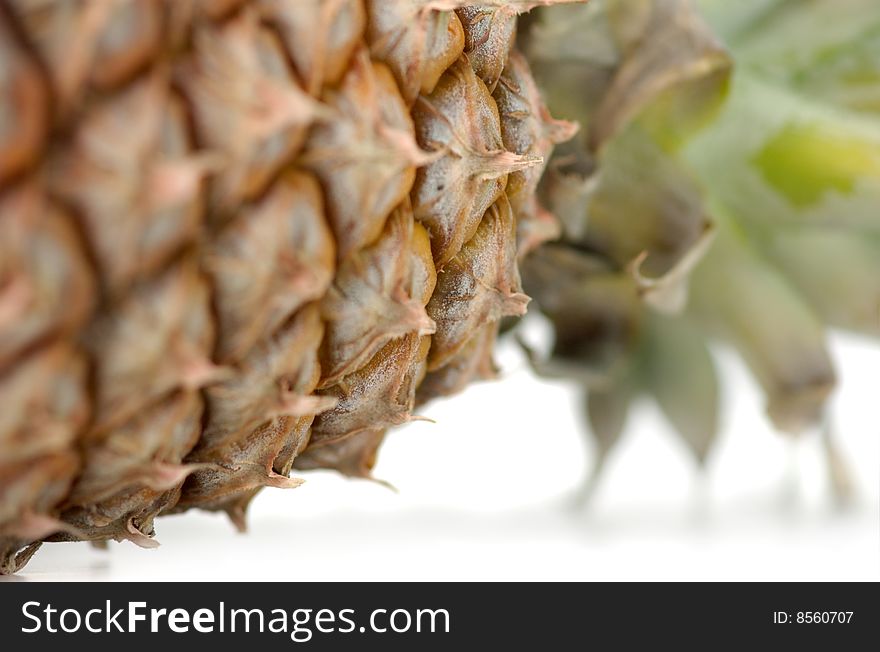 The big, ripe, juicy pineapple on a white background