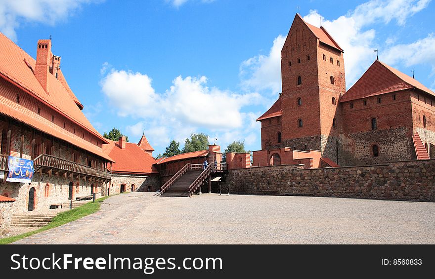 Inner yard of the medieval royal castle in Trakai, Lithuania. Inner yard of the medieval royal castle in Trakai, Lithuania