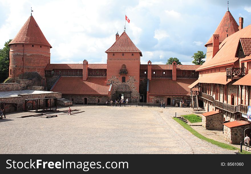 Inner yard of the medieval royal castle in Trakai, Lithuania. Inner yard of the medieval royal castle in Trakai, Lithuania