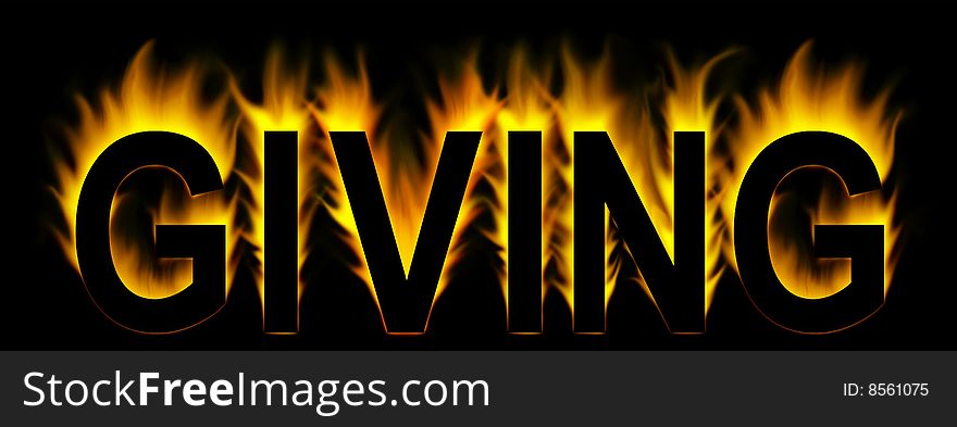 Giving word in fire background